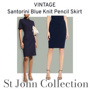 St John Collection By Marie Gray Knit Pencil Skirt In Santorini Blue In Size 8